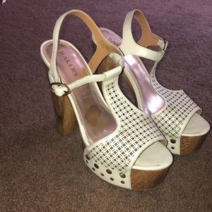 Bakers high platform white and wood heels